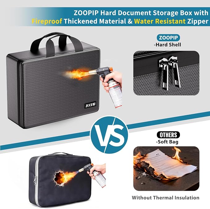 Fireproof Document Box with Lock, 16.3”×12.2”×4.9” | Hard Document Organizer - Image 5