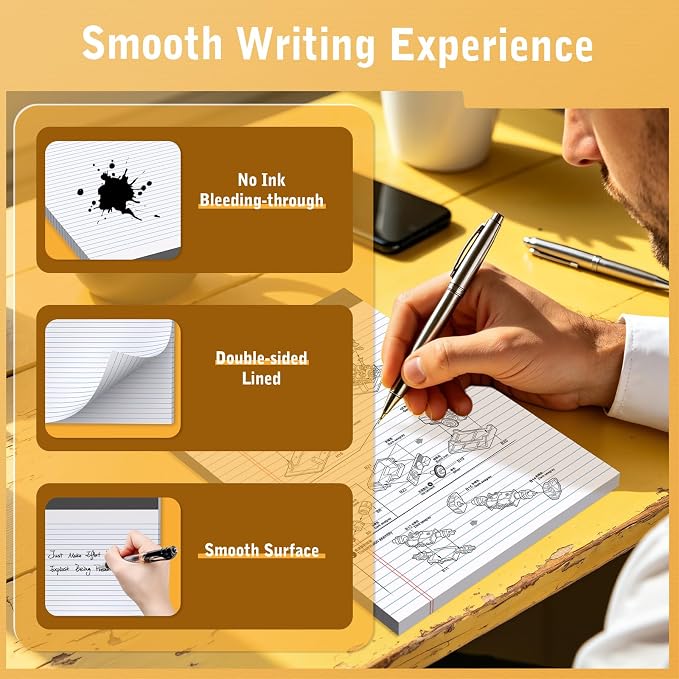 2 Pack 8.5 x 11 Inch White Legal Pads, College Ruled Writing Pads - Image 6