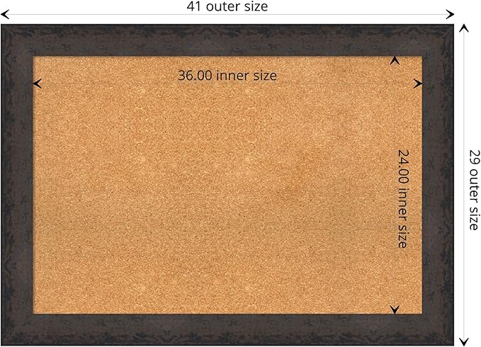 Amanti Art Natural Cork Board for Wall, 29x41 Vision Board with Black Wood Frame, Large Corkboard Office Decor for Home Organization, Modern Contemporary Corkboard Pinboard to display items for home-DeskLoop Office