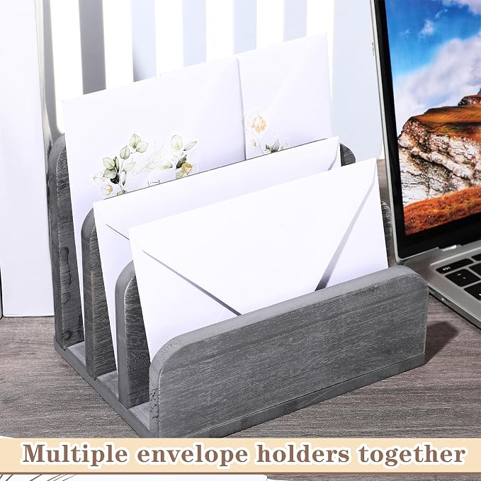 Briwooody Wooden Mail Organizer 3 Slots Mail Holder - Image 5