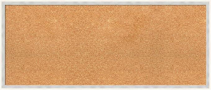 Amanti Art Natural Cork Board for Wall, 15x35 Vision Board with White Frame, Medium Corkboard Office Decor for Home Organization, Modern Corkboard Pinboard to Display Items for Home Organization in-DeskLoop Office