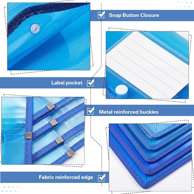 Epakh 10 Pieces Plastic File Folders Envelope Expanding File Wallet Organizer - Image 3