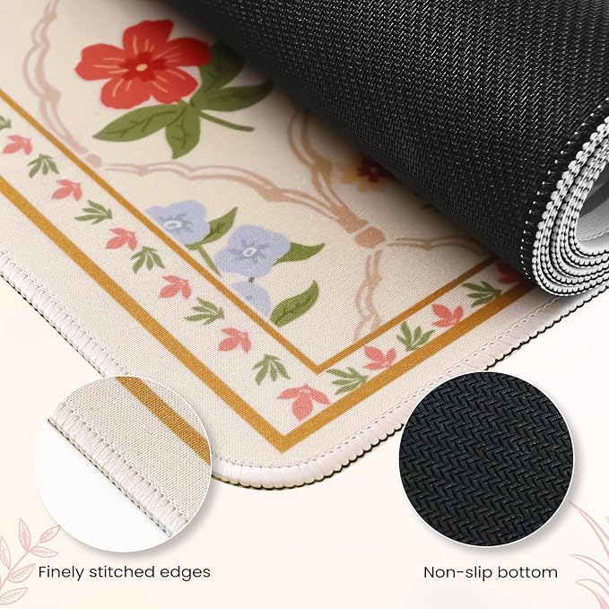 iCasso Floral Desk Pad Mat, Large Mouse Pad, Desk Matt - Image 6