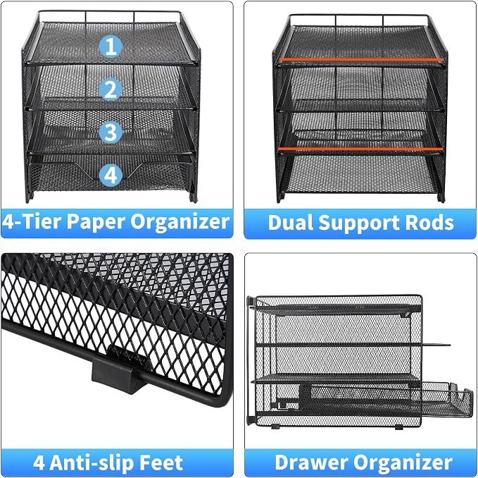 OPNICE Desk Organizers and Accessories, 4-Tier Desktop File Organizer - Image 6
