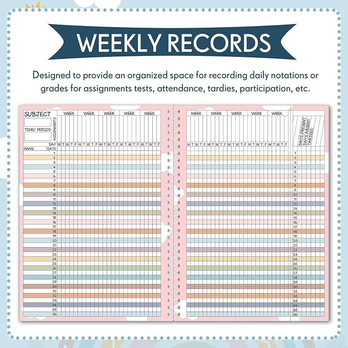Fuyoooo Teacher Record Book Teacher Grade Books 2026-2027 Spiral Bound Record - Image 5