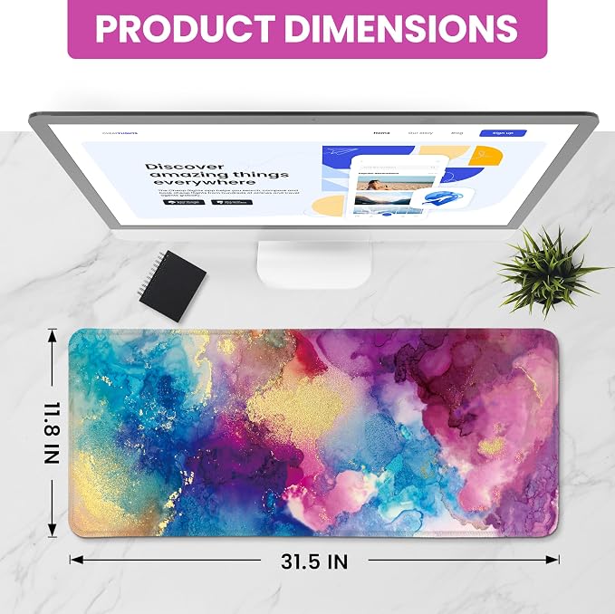 Aesthetic Desk Mat, Cute Color Splash Desk Pad Protector - Image 2