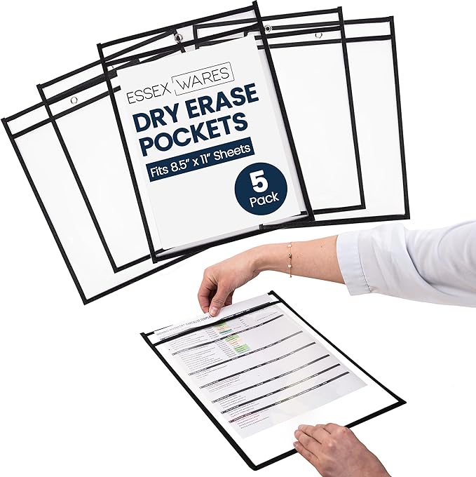 Essex Wares - 5 Pack, Job Ticket Holders, Reusable & Easy Erase Plastic Invoice - Image 6