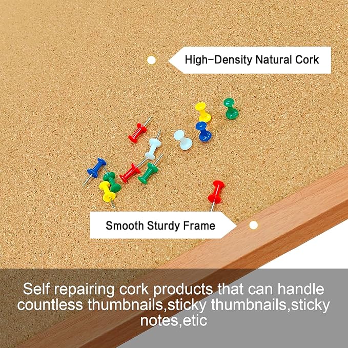 Cork Bulletin Board for Wall - 36” x 24” Bulletin Board Wall Mounted Wood Frame Message Board pin Board for School,Office and Home-DeskLoop Office