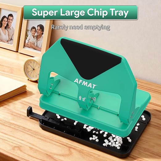 AFMAT Heavy Duty 3 Hole Punch, 50-Sheet Capacity, 50% Reduced Effort Three Hole - Image 6