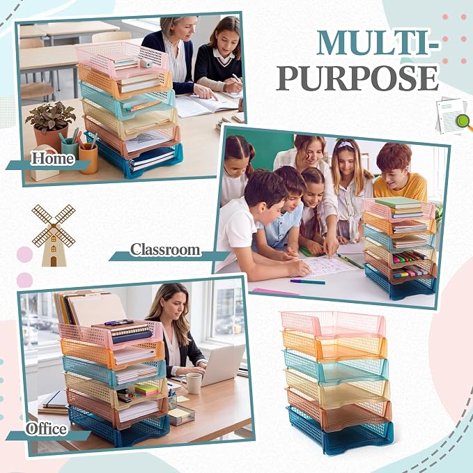 Geetery Set of 6 Turn in Trays Classroom Plastic Trays - Image 5