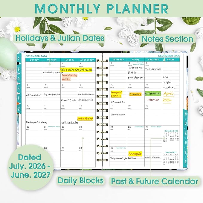 Planner 2026-2027 Weekly and Monthly Calendar Planner Jul 2026-Jun 2027 | - Image 4