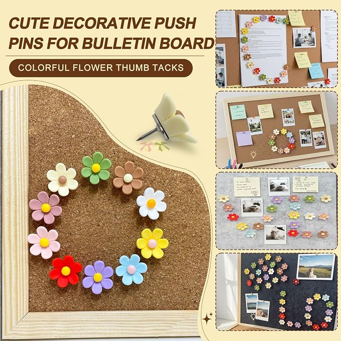 10pcs - 10 Colors Flower Push Pins Cute Thumb Tacks - Image 4