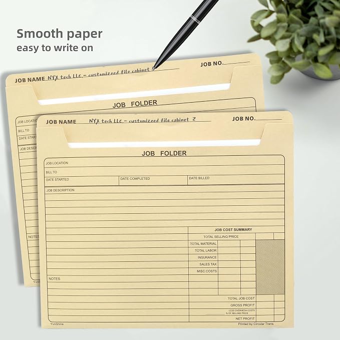 25-Pack Heavy Duty Manila Job Folders 10x12 Inch – Preprinted Project - Image 5