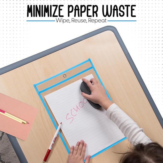 Essex Wares - 6 Pack, Light Blue, Water-Resistant Dry Erase Pocket Document - Image 3