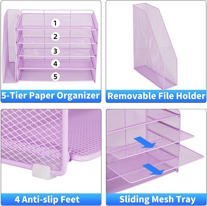 OPNICE Desk Organizer, 5-Tier Paper Organizer Letter Tray - Image 3