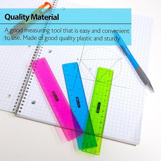 BAZIC Products 6 in Clear Plastic Ruler, Inch & Metric, 3 Pack | Three - Image 7