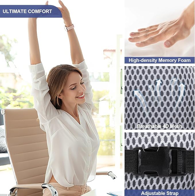 BYMECOST Lumbar Support Pillow for Car, Memory Foam Car Seat Back Support - Image 5