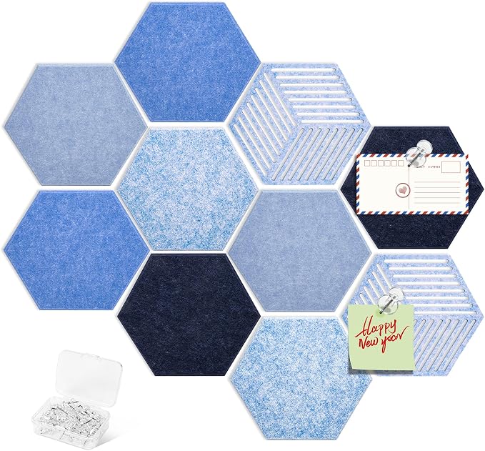 10PCS Hexagon Cork Board Tiles, Self-Adhesive Felt Bulletin by phepetroll