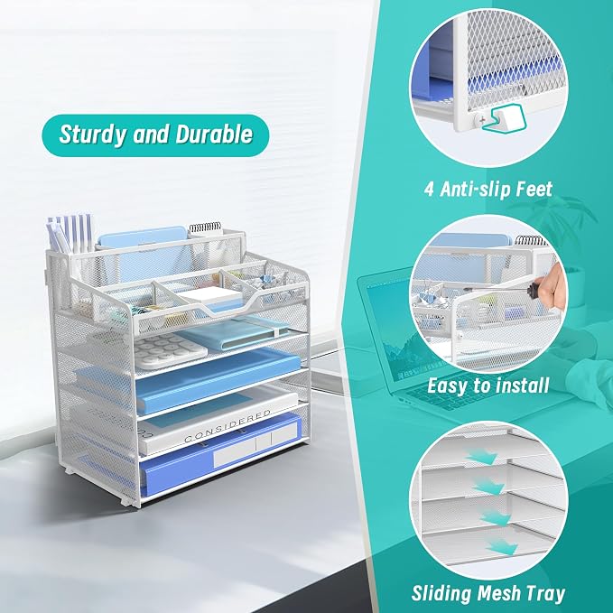 5 Tier Mesh Desk Organizer - Image 4