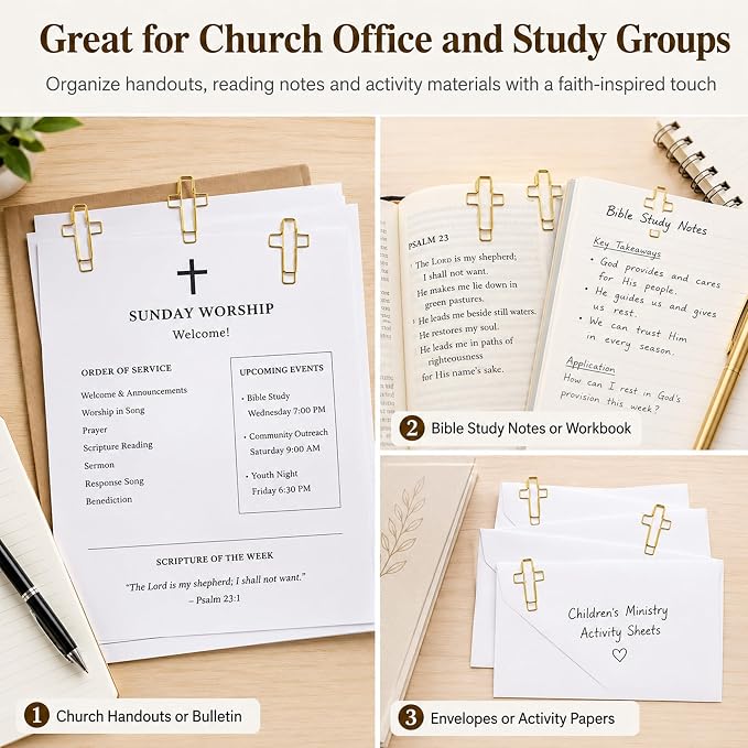 150 Pack Gold Cross Paper Clips, Decorative Paper Clips and Bookmarks - Image 7