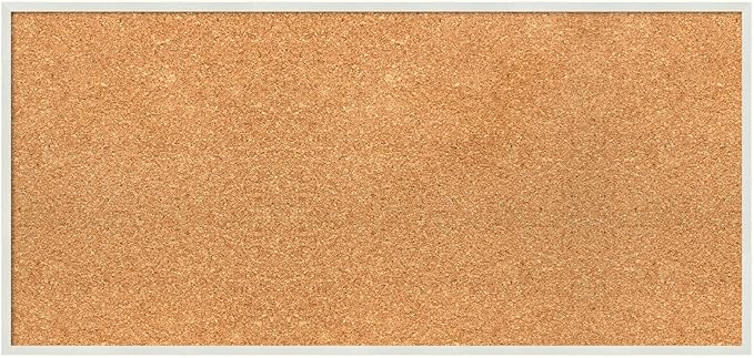 Amanti Art Natural Cork Board for Wall, 15x31 Vision Board with White Frame, Medium Corkboard Office Decor for Home Organization, Modern Corkboard Pinboard to Display Items for Home Organization in-DeskLoop Office
