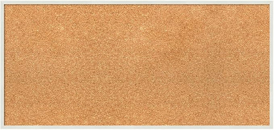 Amanti Art Natural Cork Board for Wall, 15x31 Vision Board with White Frame, Medium Corkboard Office Decor for Home Organization, Modern Corkboard Pinboard to Display Items for Home Organization in-DeskLoop Office
