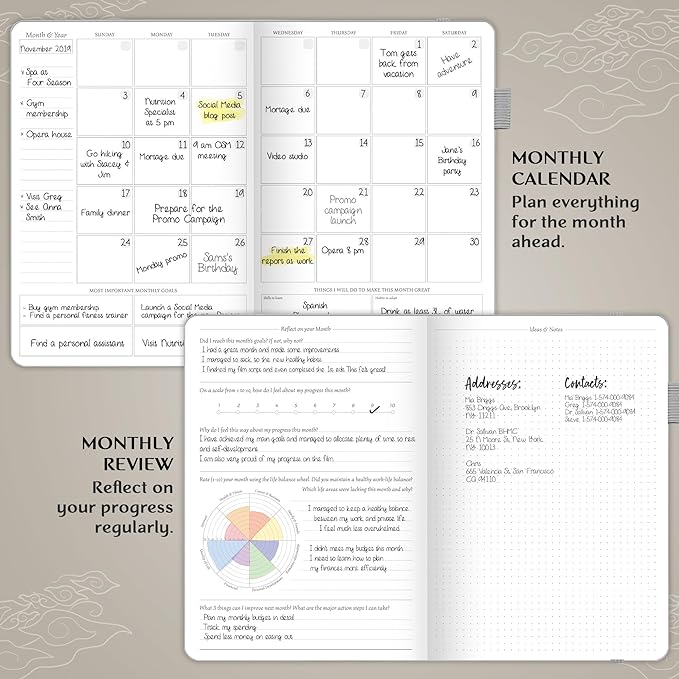 Legend Planner PRO – Deluxe Weekly & Monthly Life Planner to Increase Productivity and Hit Your Goals. Time Management Organizer Notebook – Undated – 7 x 10" Hardcover + Stickers – White-DeskLoop Office