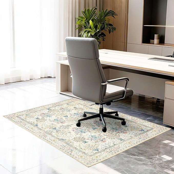 Office Chair Mat for Hardwood Tile Floor, Machine Washable Office Area Carpet by Ufeekare