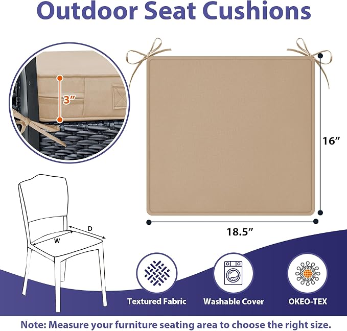 IPYNBAP Outdoor Chair Cushions Set of 4 -Waterproof Outdoor Seat Cushions - Image 6