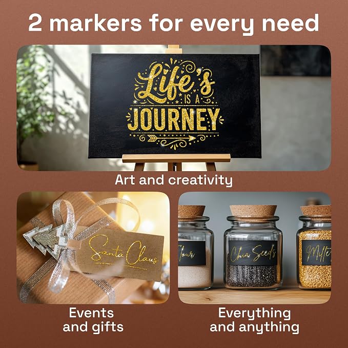 ARTISTRO 2 Glitter Gold Acrylic Paint Markers - Image 6
