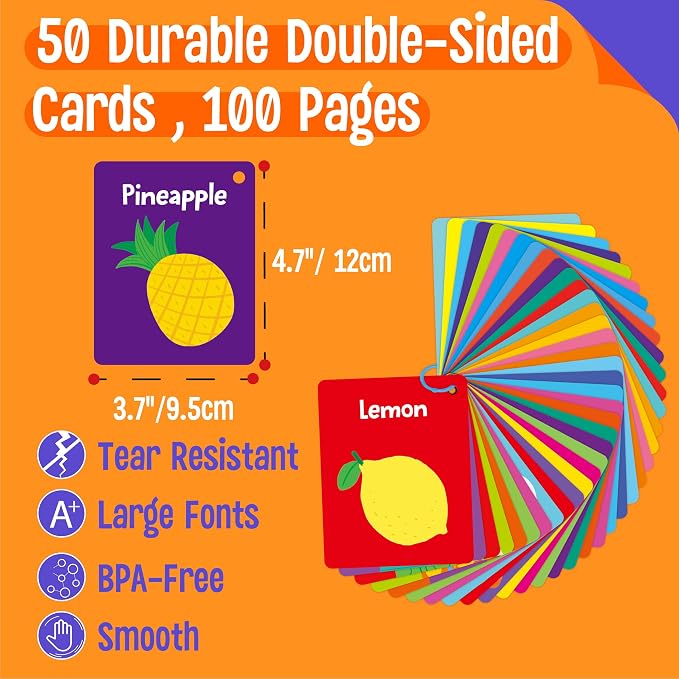 Food Flashcards, 50 Double-Sided Cards, Grain Cards Educational Learning Tools - Image 2