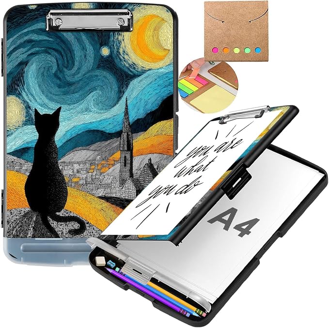 Starry Night Black Cat Clipboard by Unknown