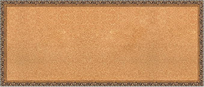 Amanti Art Natural Cork Board for Wall, 18x42 Vision Board with Bronze Frame, Large Corkboard Office Decor for Home Organization, Traditional Corkboard Pinboard to Display Items for Home Organization-DeskLoop Office