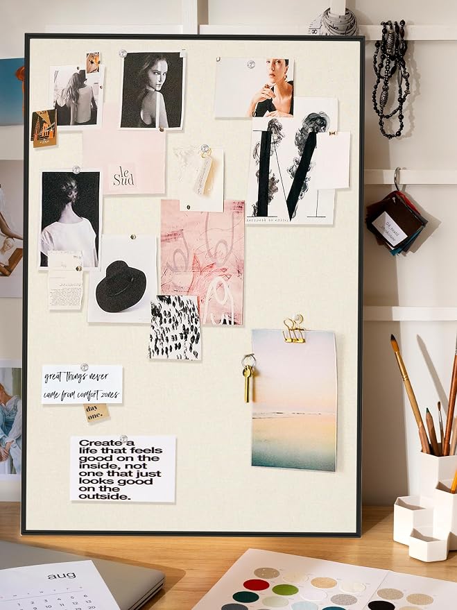Lightomorrow Bulletin Board 30 x 20 inches, Oatmeal White Pin Board Vision Board - Image 4