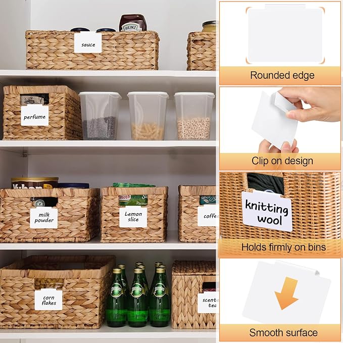 Utron 12pcs White Basket Labels, 3.5x2.7 Clip On PVC Labels - Image 3