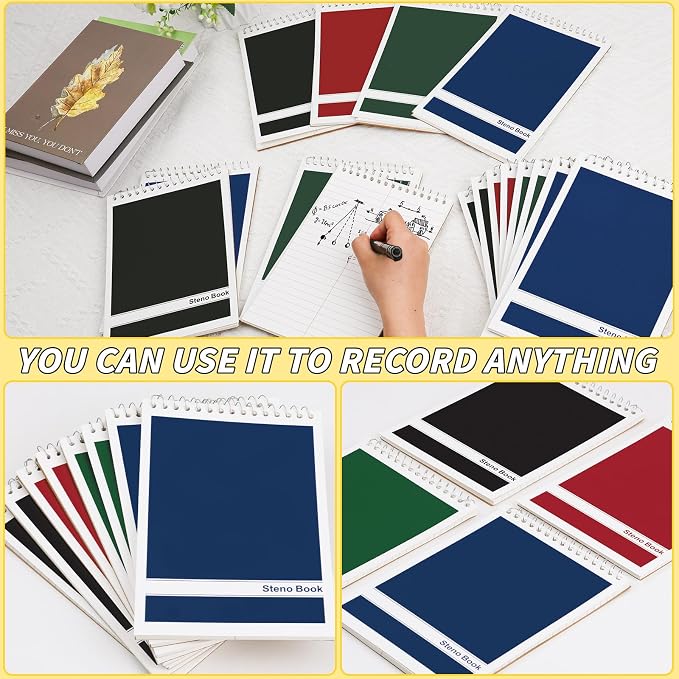 16 Pack Steno Pads 6 x 9 in Top Spiral Notebook Bulk Pack 4 Classic Color Note - Image 5