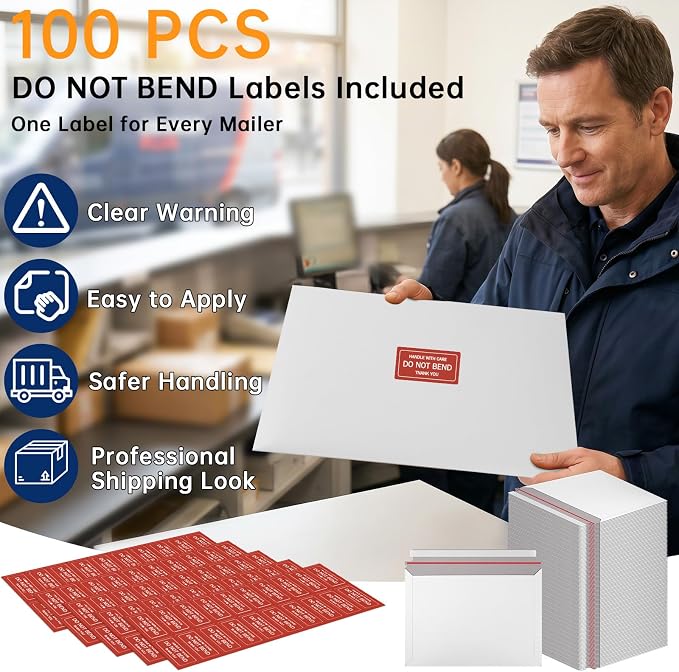 100 Pack 13.5 x 10 Inch Rigid Mailers, Art Prints, Certificates, Small Business - Image 4