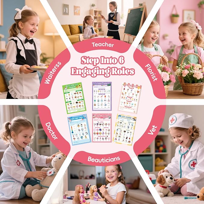 6 Pack Kids Pretend Play Notepads, 40 Pages Kids Playtime Pads - Image 3