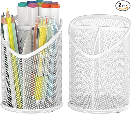Delifox 2 Pack Pen Holder Mesh Round Pencil by Delifox