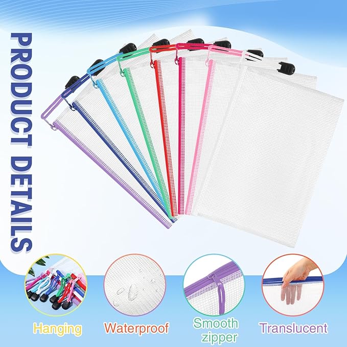 Jetec 32 Pcs Mesh Zipper Bags Toy Storage Bikini Organizer Bag Bolsas Para Guardar Trajes De Baño Waterproof Zipper Reusable Pouch Puzzle Multipurpose for Storage Office(Classic Color,9 x 7 Inch)-DeskLoop Office