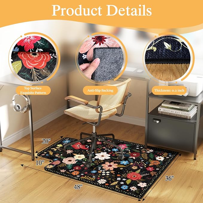 Office Chair Mat for Hardwood Floor & Tile Floor, Under Desk Rug for Rolling - Image 2