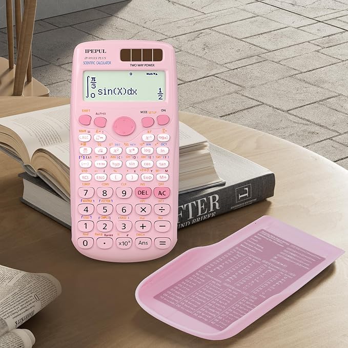 Scientific Calculators, IPepul Pink Math Calculator with 417 Function, Solar Battery Power and 4-Line Display, School Supplies for Middle High College Students Teachers (Pink 991ES Plus)-DeskLoop Office