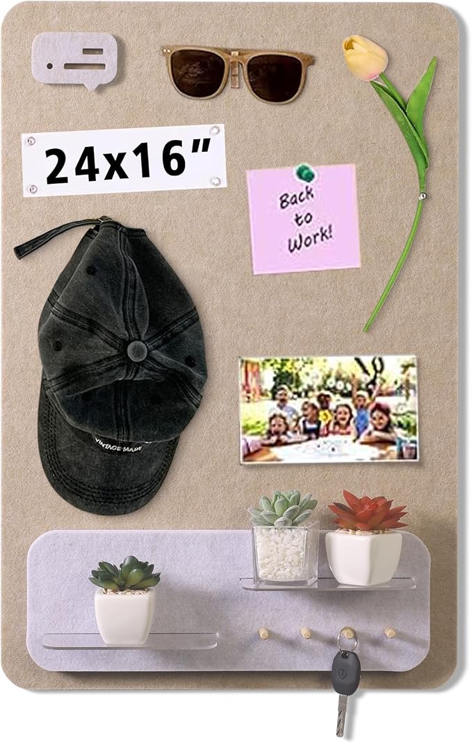 Cute Bulletin Board Felt Bulletin Board Push Pin Board 16 x 24 Inch Boho Desk by LIYAOLI