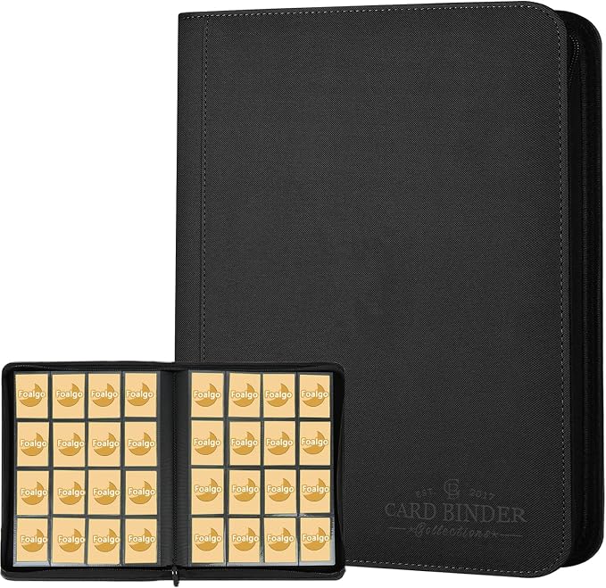 Trading Card Binder 16 Pocket, Foalgo PU Cover Card Binder by Foalgo