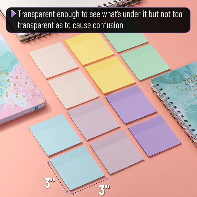 Mr. Pen- Transparent Sticky Notes, 12 Pads, 600 Sheets | See Through - Image 3