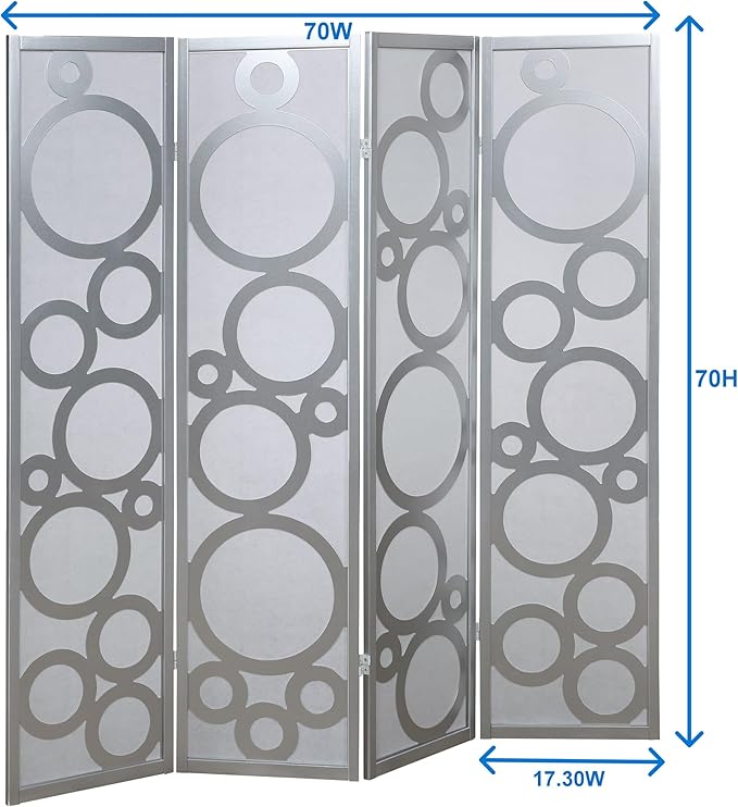 NicBex Room Divider 4 Panel Room Dividers with Circle Pattern Partition Room Dividers and Folding Privacy Screens Wall Divider for Home, Office, Room Separation,70" W x 1" D x 70" H, White-DeskLoop Office