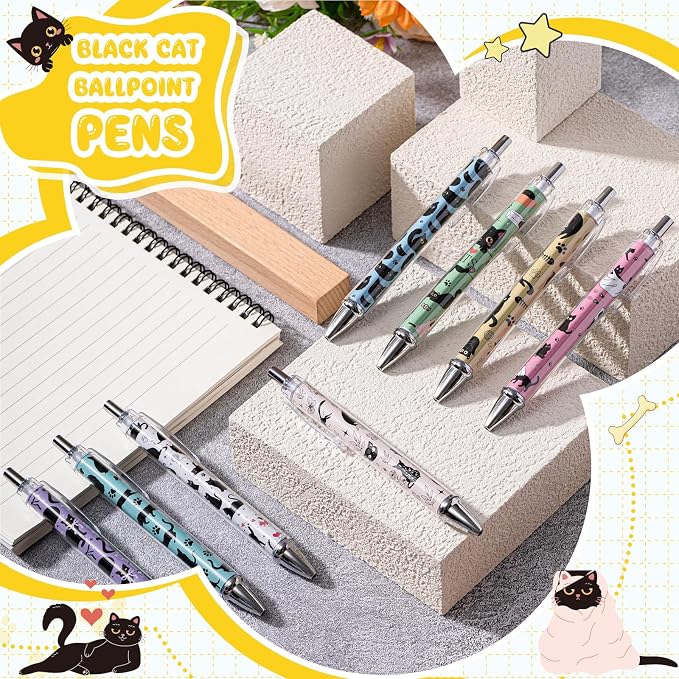 Ireer 8 Pcs Ballpoint Pens for Women 1.00 mm Cute Black Ink Fancy Pens Fine - Image 3