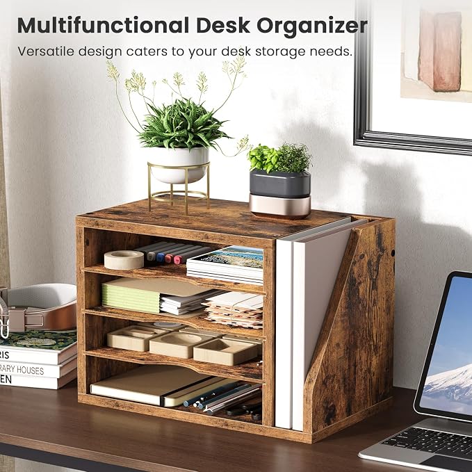 Creso hom Mail Sorter, File Organizer Desktop, Wood Desk Organizer - Image 2