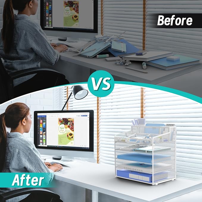 5 Tier Mesh Desk Organizer - Image 3