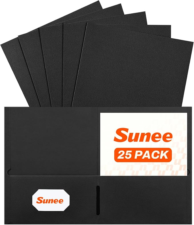 SUNEE Folders with Pockets, 2 Pocket Folders Fit Letter Size Paper, Paper File by SUNEE